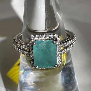 Grandiderite and Natural White Zircon Split Shank Ring -- Size 5